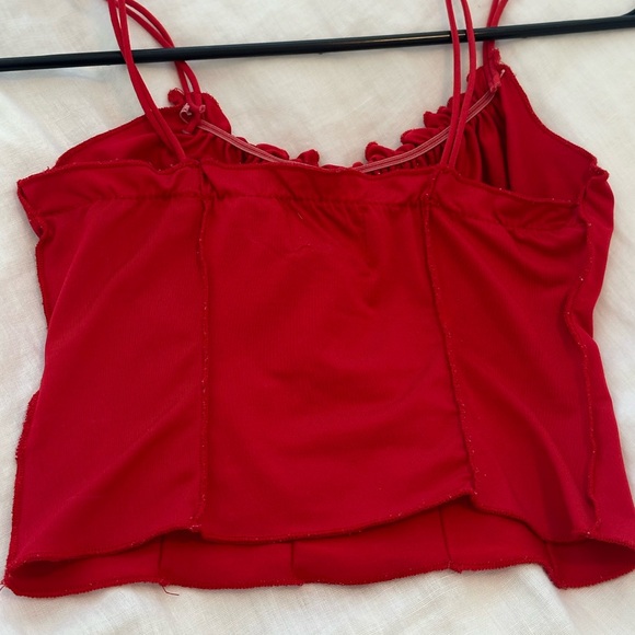 Princess Polly Red Ruffle Cropped Tank - Picture 4 of 5